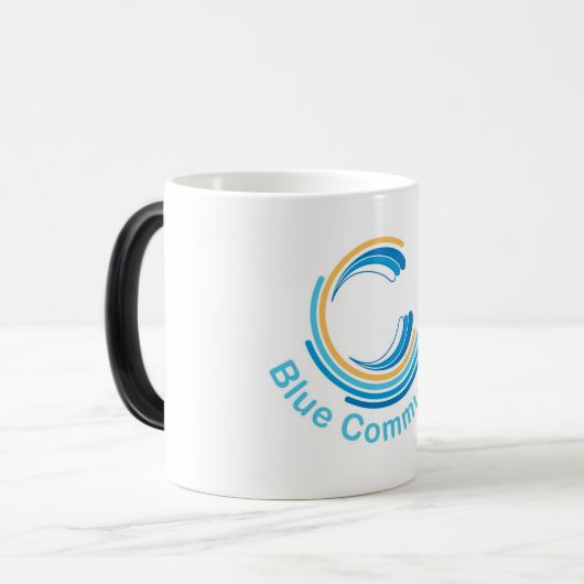 Blauwe communautaire Mok (Voorkant links)