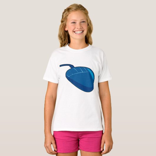 Blauwe Computer Muis Meisjes T-shirt (Voorkant volledig)