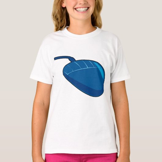 Blauwe Computer Muis Meisjes T-shirt (Voorkant)