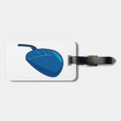 Blauwe computermuis bagagelabel (Achterkant horizontaal)