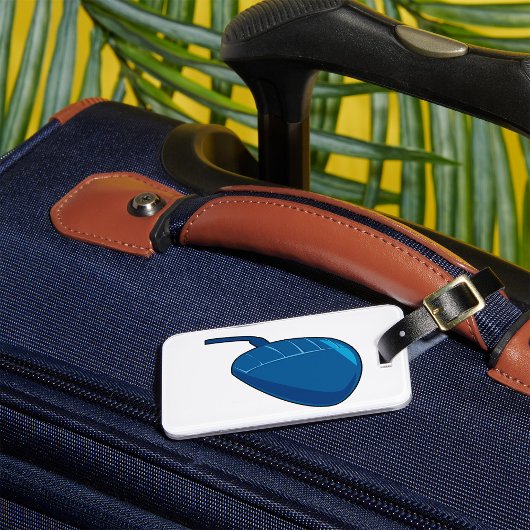 Blauwe computermuis bagagelabel