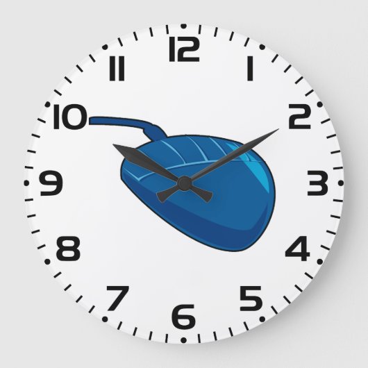 Blauwe computermuis grote klok (Voorkant)