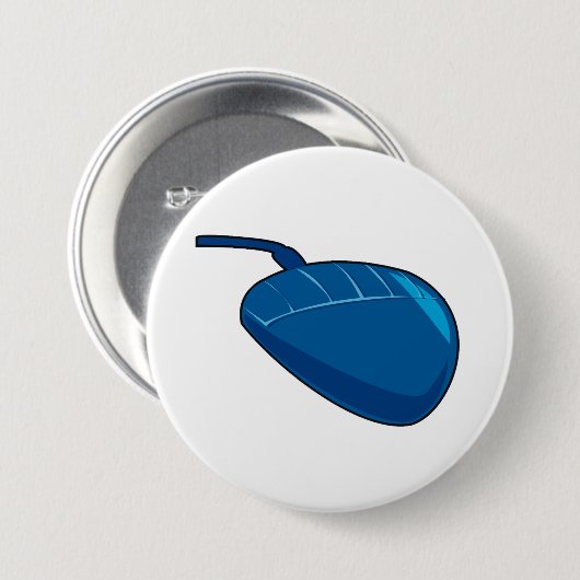 Blauwe computermuis ronde button 7,6 cm (Voorkant /achterkant)