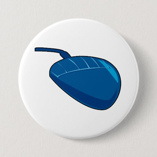 Blauwe computermuis ronde button 7,6 cm (Voorkant)