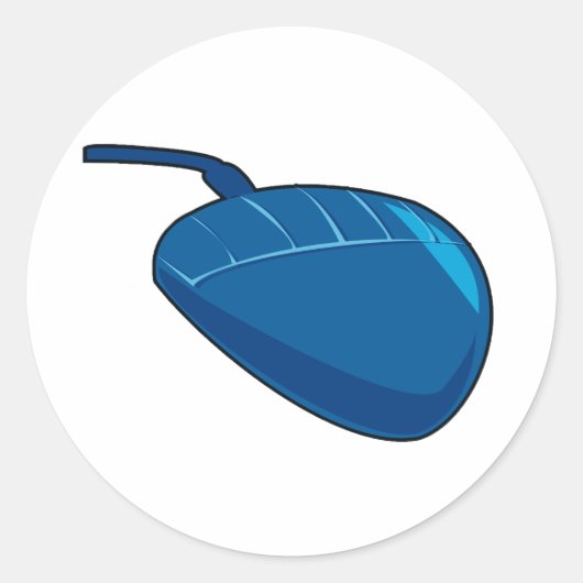 Blauwe computermuis ronde sticker (Voorkant)