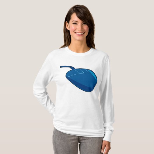 Blauwe computermuis vrouwen met lang Sleeve T-shirt (Voorkant volledig)