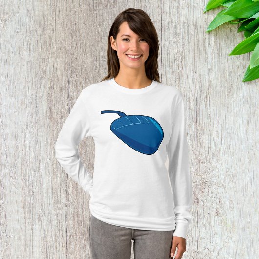 Blauwe computermuis vrouwen met lang Sleeve T-shirt