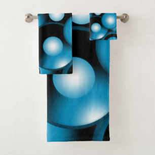Blauwe Concentrische Cirkel Orbitale Abstracte Kun Bad Handdoek