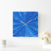 Blauwe concentrische vierkanten wandklok (Huis)