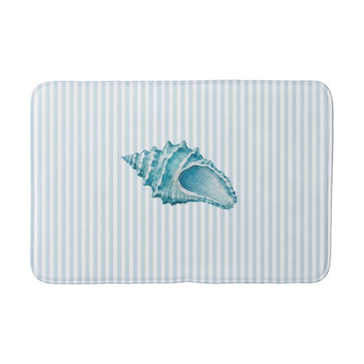 Blauwe Conch Schelp Streep Zeeschelp Kust Badmat (Voorkant)