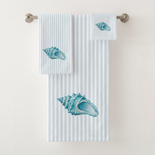 Blauwe Conch Schelp Zeeschelp Schildering Blauwe S Bad Handdoek (Insitu)