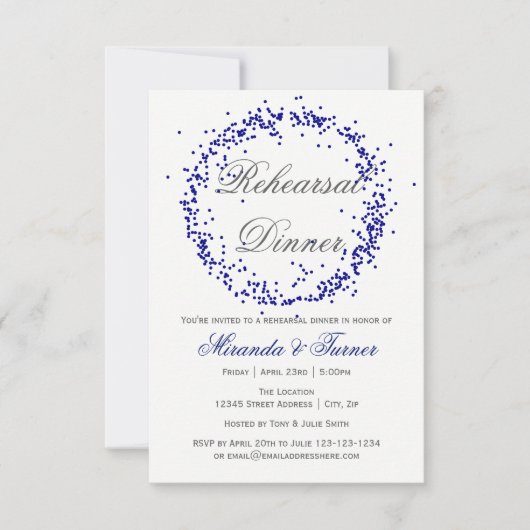 Blauwe Confetti - 3x5 repetitie binnenuitnodiging Kaart (Voorkant)