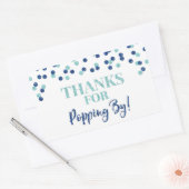 Blauwe Confetti Bedankt voor Popping By Rechthoekige Sticker (Envelop)