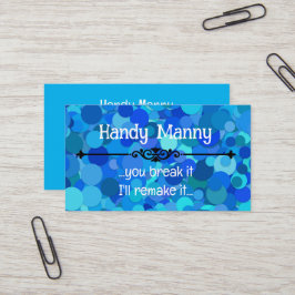 Blauwe confetti glitter CUSTOM Visitekaartje