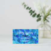 Blauwe confetti glitter CUSTOM Visitekaartje (Staand voorkant)