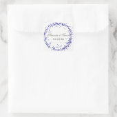 Blauwe Confetti Namen & Datum - Vierkante Sticker (Tas)
