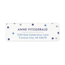 Blauwe Confetti retour adreslabels