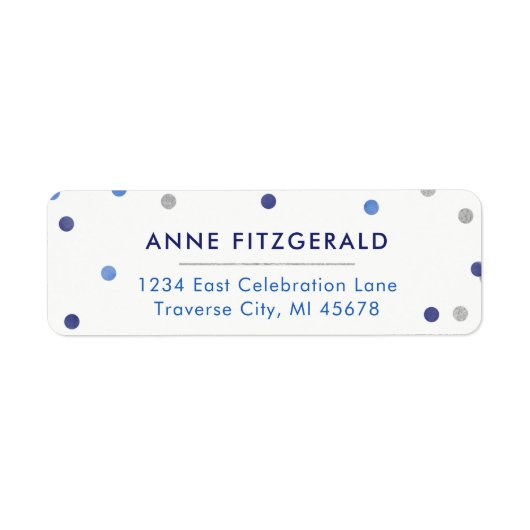 Blauwe Confetti retour adreslabels Etiket (Voorkant)