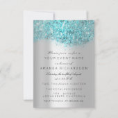 Blauwe Confetti Silver Grey Bridal Sweet 16th Kaart (Voorkant)