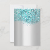 Blauwe Confetti Silver Grey Bridal Sweet 16th Kaart (Achterkant)
