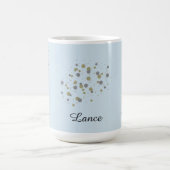 Blauwe Confetti Stippen met naam Koffiemok (Center)