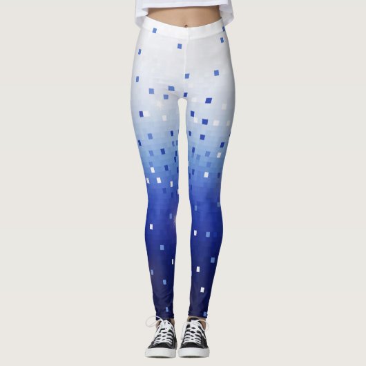 Blauwe confetti vierkante leggings (Voorkant)