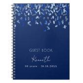 Blauwe confetti voor verjaardagsfeest notitieboek (Voorkant)