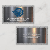 Blauwe constructie Logo | Metallisch Visitekaartje (Voorkant / Achterkant)