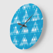 Blauwe, coole, moderne, trendmatige driehoeken grote klok (Hoek)