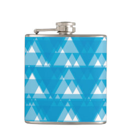 Blauwe, coole, moderne, trendmatige driehoeken heupfles