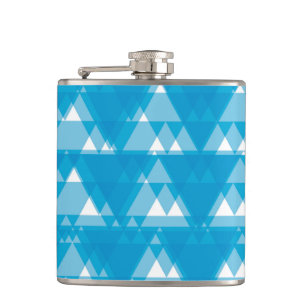 Blauwe, coole, moderne, trendmatige driehoeken heupfles