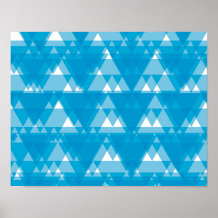 Blauwe, coole, moderne, trendmatige driehoeken poster