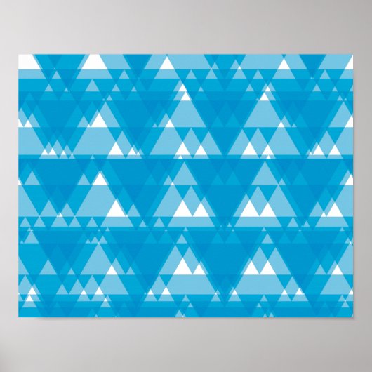 Blauwe, coole, moderne, trendmatige driehoeken poster (Voorkant)