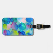 Blauwe coole waterverf abstracte kunst bagagelabel (Voorkant horizontaal)