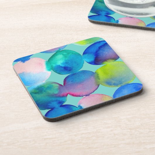 Blauwe coole waterverf abstracte kunst bier onderzetter (Linkerzijde)