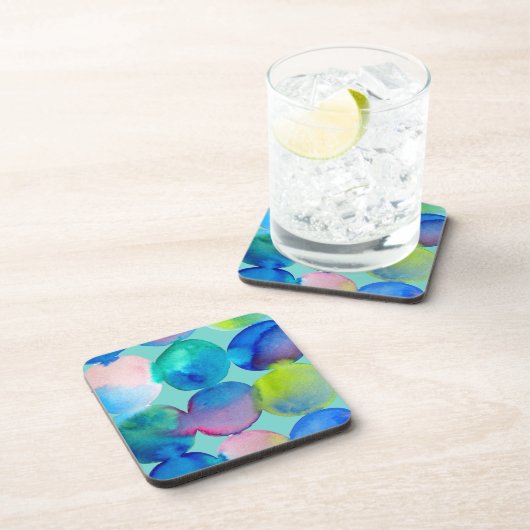Blauwe coole waterverf abstracte kunst bier onderzetter (Rechterzijde)
