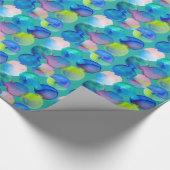 Blauwe coole waterverf abstracte kunst cadeaupapier (Hoek)