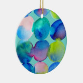 Blauwe coole waterverf abstracte kunst keramisch ornament (Rechts)