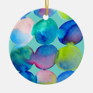Blauwe coole waterverf abstracte kunst keramisch ornament