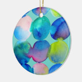 Blauwe coole waterverf abstracte kunst keramisch ornament (Links)
