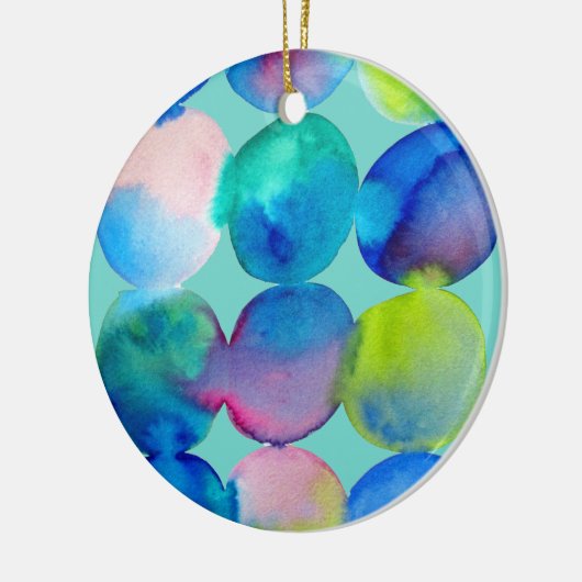Blauwe coole waterverf abstracte kunst keramisch ornament (Links)