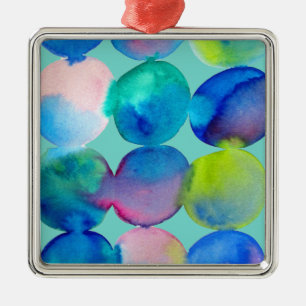 Blauwe coole waterverf abstracte kunst metalen ornament