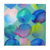 Blauwe coole waterverf abstracte kunst tegeltje (Voorkant)