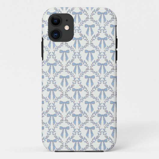 Blauwe Coquette Bogen, Trellis, Preppy Case-Mate iPhone Case (Achterkant)