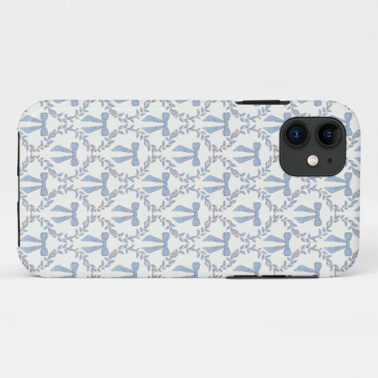Blauwe Coquette Bogen, Trellis, Preppy Case-Mate iPhone Case (Achterkant (horizontaal))