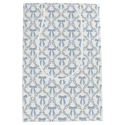 Blauwe Coquette Bogen, Trellis, Preppy Medium Cadeauzakje (Voorkant)