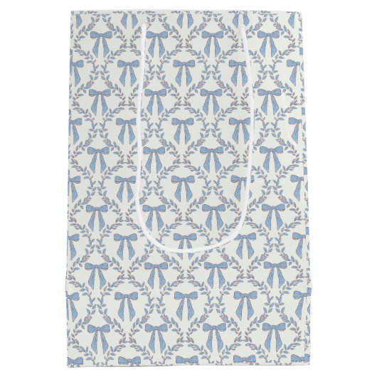 Blauwe Coquette Bogen, Trellis, Preppy Medium Cadeauzakje (Achterkant)