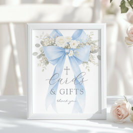 Blauwe Coquette Boog Kaarten en cadeaus Doop Poster