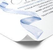 Blauwe Coquette Boog Verjaardag Time Capsule Party Poster (Hoek)