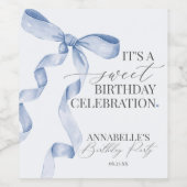 Blauwe Coquette Boog Verjaardagsfeest Favorieten Wijn Etiket (Enkel label)